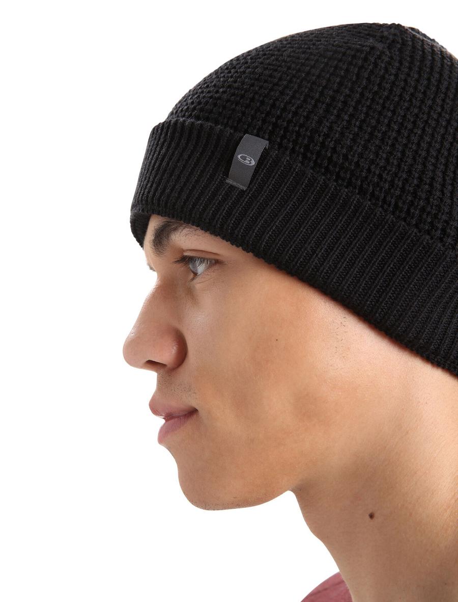 Chapeaux Icebreaker Unisex Merino Feadan Slouch Beanie Homme Noir | FR 1094FDNM